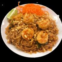 Pad Thai Noodle · Thai flat rice noodles tossed with bean sprouts, cabbage, scallions and egg in a sweet, tang...