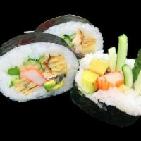Futomaki Roll · Big roll. Crab stick, eel, tamago, avocado, cucumber and asparagus inside.