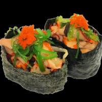 2 Pieces Ika Sansai Cups · Marinated squid with seaweed salad and masago on top.