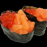 2 Pieces Ikura Salmon · 1/2 salmon caviar and 1/2 fresh chopped salmon.
