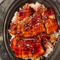 Unagi Bowl · 6oz broiled eel over sushi rice with eel sauce and sesame.