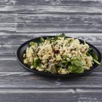 Orzo Salad · Orzo Pasta mixed with Spinach, Toasted Pine Nuts, Craisins, Basil, and a Lemon Vinaigrette. ...