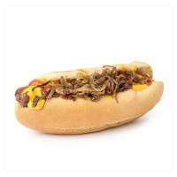 Miami Dog · Bacon, Grilled Onions, Melted Cheddar Cheese sauce, Ketchup, Mustard. NO CHANGES, NO EXCLUSI...