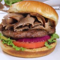 Gyros Burger Combo Meal · Charbroiled 1/3 lb. burger topped with gyros.