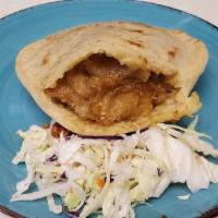 Pork rinds Gordita (Chicharron En Salsa Verde Gordita) · Pork rinds in green chile sauce. (Chicharron en salsa verde ).