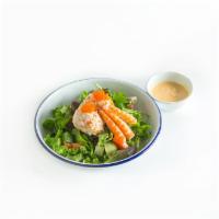 Crab and Shrimp Salad · Crab, shrimp, masago, cucumber, tomato, mixed greens with choice of dressing citrus mayo or ...