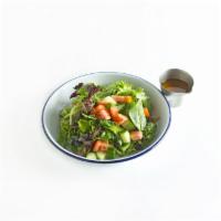 Green Salad (V) · Mixed greens, tomato, cucumber with ginger dressing
