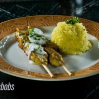 Chicken Kabob Lunch · Moist chicken breast with lemon, saffron and garlic.
