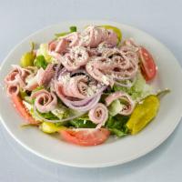 Classic Antipasto · Mixed greens, tomatoes, black olives, pepperoncinis, red onion and mushrooms with Italian mo...