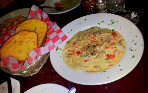 Jumbo Lobster Ravioli · Served in a pink vodka cream sauce topped with pecorino-romano cheese. Served with homemade soup or dinner salad with garlic bread.