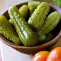 Pickles · Served with freshly baked bread. Small pickles cucumbers.

