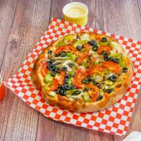 Vegetarian Pizza · Mushroom, onion, tomato, olive, green pepper and mozzarella.