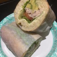 Tasty Turkey Cold Sandwich · Turkey breast, provolone, avocado, lettuce, tomato, mayo on sub roll.
