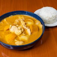 C5. Massaman Curry · Massaman curry paste with potatoes, sweet potatoes, onion in creamy coconut milk topped with...