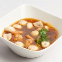 Hot and Sour Shrimp Soup · Shrimps with mushroom and seasoned vegetables in a hot and sour broth soup. Spicy.