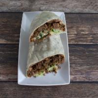 Burrito · Chicken or steak in flour tortilla, beans, cheese and lettuce.