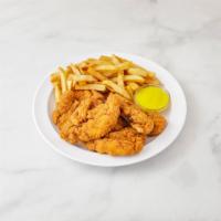 5 Chicken Fingers · Served with fries.