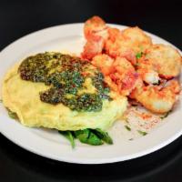 Niwot Omelet  · Feta cheese, tomatoes, pesto, spinach