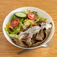 Doner Bowl · Gyro. Shaved gyro meat on bed of Turkish rice with salad and house tzatziki sauce.