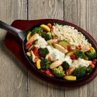Kickin' Chicken Bacon Broccoli Skillet · Grilled chicken breast, applewood smoked bacon, broccoli and oven-roasted tomatoes atop fres...