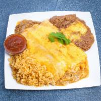 17. Three Enchiladas Combo Dinner · Served with rice and beans.