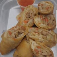 Thai Spring Roll · 2 pieces. Chicken, cabbage, carrot, and clear noodle.