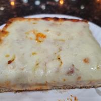 Cheese Sicilian Style Slice · Fresh gooey Mozzarella cheese on a thicker crust. Traditional square fave!