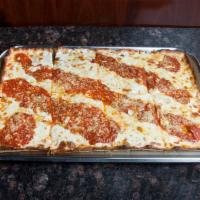 Grandma Sicilian Pie · Thin Crust Fresh Mozzarella pizza with marinara sauce and basil. Makes your mouth water just...