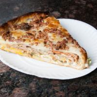 Meat Stuffed Slice · Stuffed with peppers, onions, fresh sausage, pepperoni, ground beef, and Ricotta, Romano and...