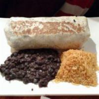 Burrito · A large flour tortilla stuffed with refried beans, lettuce, tomatoes, sour cream and cheese ...