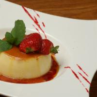 Flan Mexicano · Oven-baked caramel custard dessert made with a top layer of custard paired with the sweetnes...