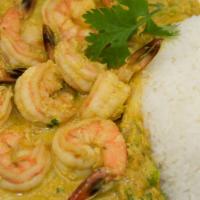 46. Pad Pong Curry Prawns · Sauteed with onion, garlic, egg, green onion, milk, and yellow curry paste. Spicy.