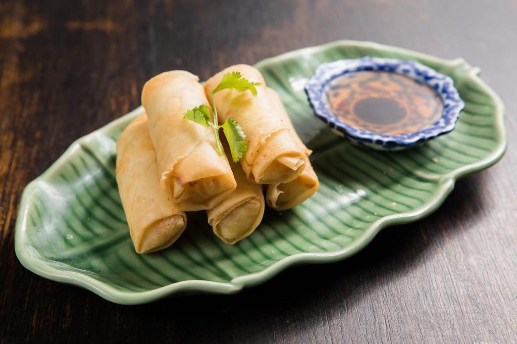 A1. Crispy Spring Rolls (v) · Glass vermicelli, mixed vegetables shiitake with sweet plum sauce. Vegan.