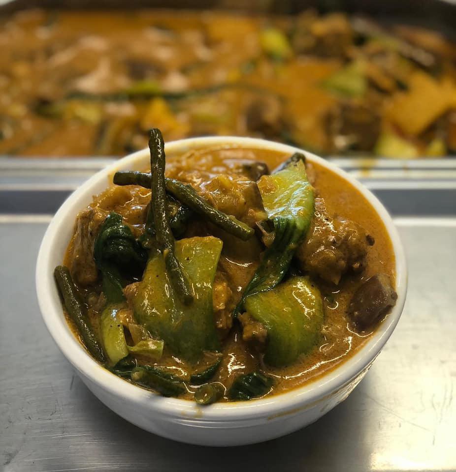 Kare-Kare · An Authentic Filipino Cuisine! Kare- Kare  is a type of Filipino stew with a rich and thick peanut sauce. It is made of beef and  beef tripe with   green beans, eggplant, and bok choy.  Simply combine a spoonful of rice and Kare-kare with a small portion of shrimp paste and enjoy!
