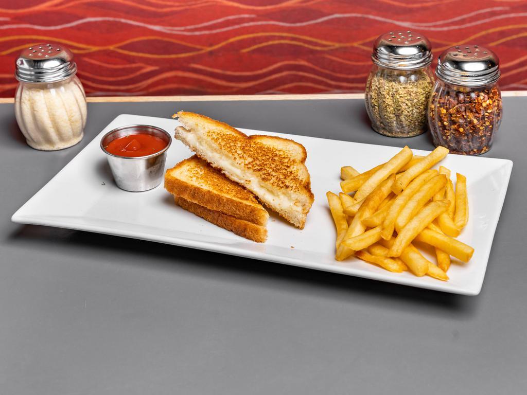 Kids Grilled Cheese and Fries · Hot sandwich filled with cheese that has been pan cooked or grilled. 