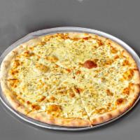 Quattro Formaggi Gourmet Pizza · A white pizza made with a blend of Gorgonzola, ricotta, aged Romano, mozzarella cheese, and ...