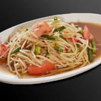 Tum Plara · Papaya salad with fermented fish sauce (Salty, sour, fishy and strong smell)