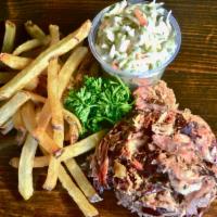 Pulled Pork Plate · 1/2 lbs. of our 14 hour slow smoked pulled pork pit smoked over seasoned oak.  