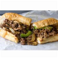 Philly Cheesesteak · Melted cheese, green peppers, and onions.