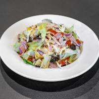 Chopped Italian Salad · Italian meats, onions, olives, artichokes, and mozzarella.