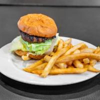 Classic Cheese Burger · 1/2 lb. fresh ground beef patty, American cheese, lettuce, pickles, tomato, onion, 1000 dres...