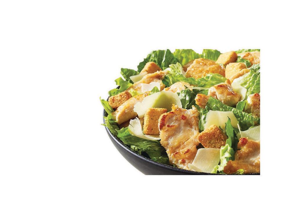 Chicken Caesar Salad · Hot Grilled Chicken Breast, Crisp Romaine Lettuce, shredded Parmesan Cheese, Home-Style Croutons and our Creamy Caesar Dressing.