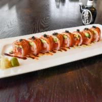 Sakura Garden Special Roll · Tuna, salmon, crab meat, eel, avocado and crunch with soy paper and house sauce and black to...