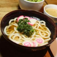 Udon · Wheat noodle soup.