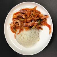9. Ojingeo Dup Bap · Rice dish with squid, vegetables and spicy sauce.