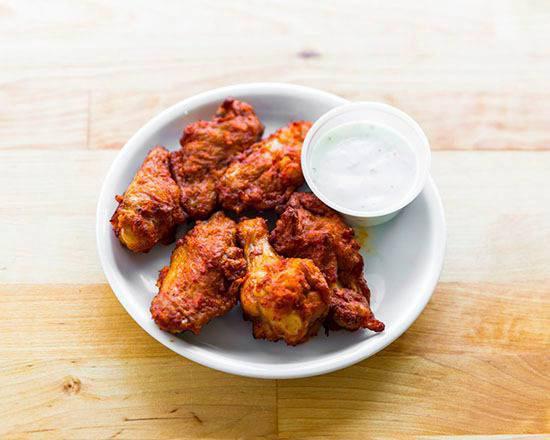 Buffalo Wings 10pc · Please indicate in “Special Instructions” if you would prefer oven roasted, mild, BBQ or hot garlic. Served with ranch or blue cheese.