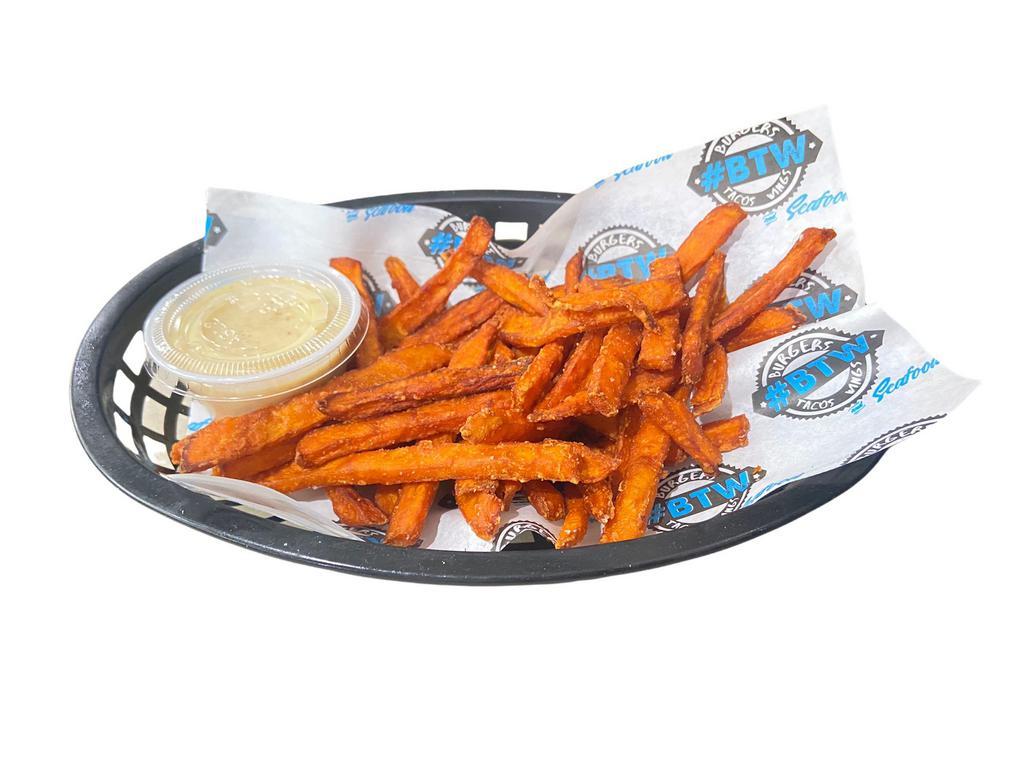 Sweet Potato Fries · Sweet potato fries served with honey mustard sauce!
