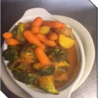 Mixed Vegetables · Zucchini, baby carrots, broccoli, cauliflower and bell peppers simmered in fresh tomato sauc...