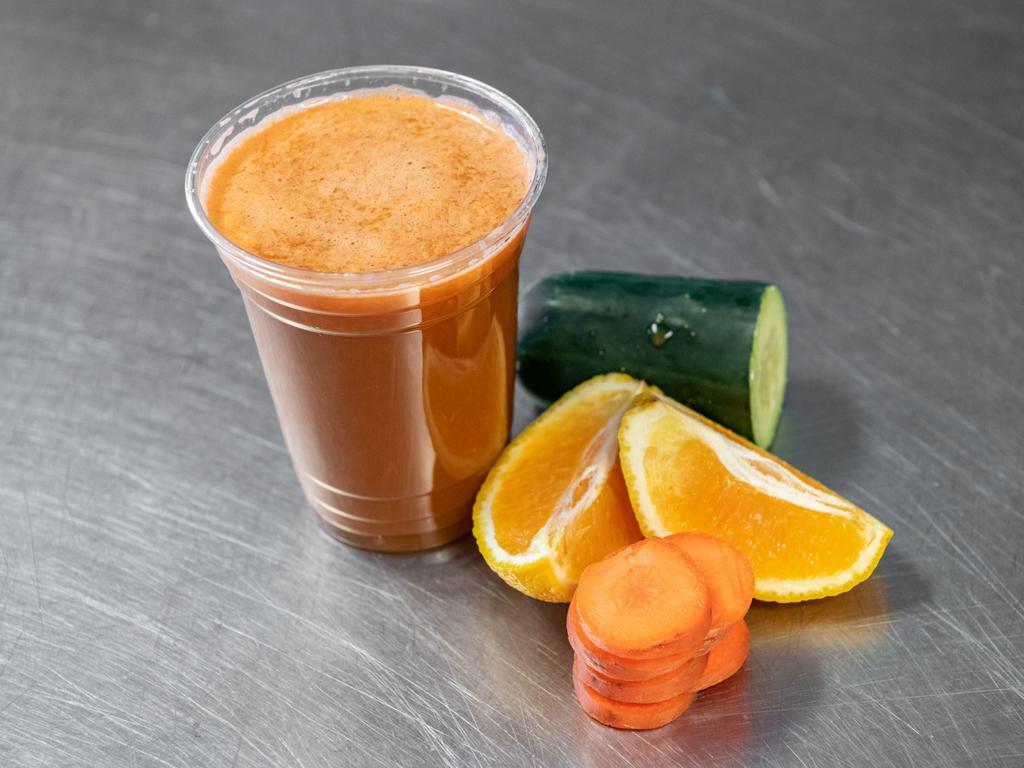 Metaboost Juice · Orange, cucumber, carrot, ginger and lemon.