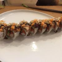 Georgia Roll  · 8 pieces. Spicy tuna, crab, avocado, topped w/ eel & spicy crunch 